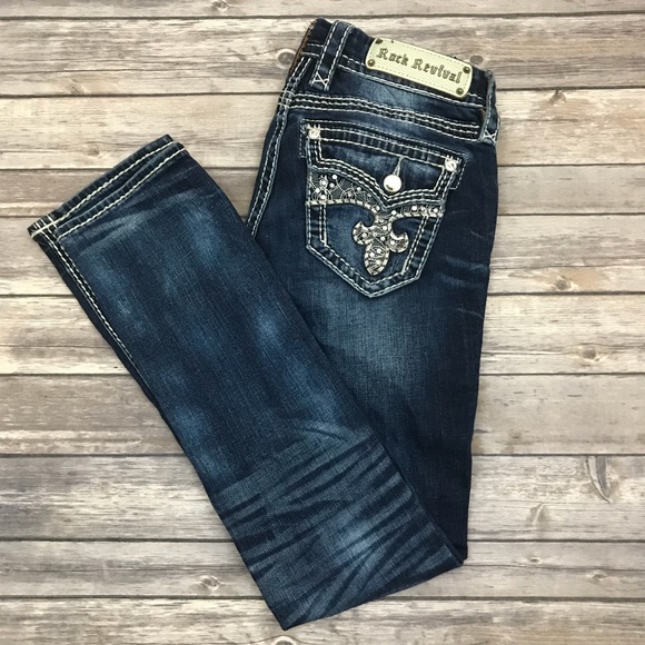 Rock Revival Denim - Rock Revival Berry Straight Rhinestone Jeans